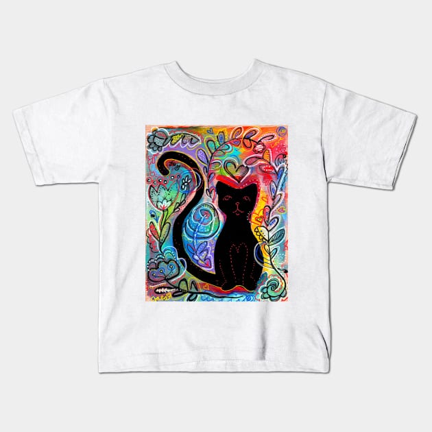 Garden Kitty Kids T-Shirt by gaea